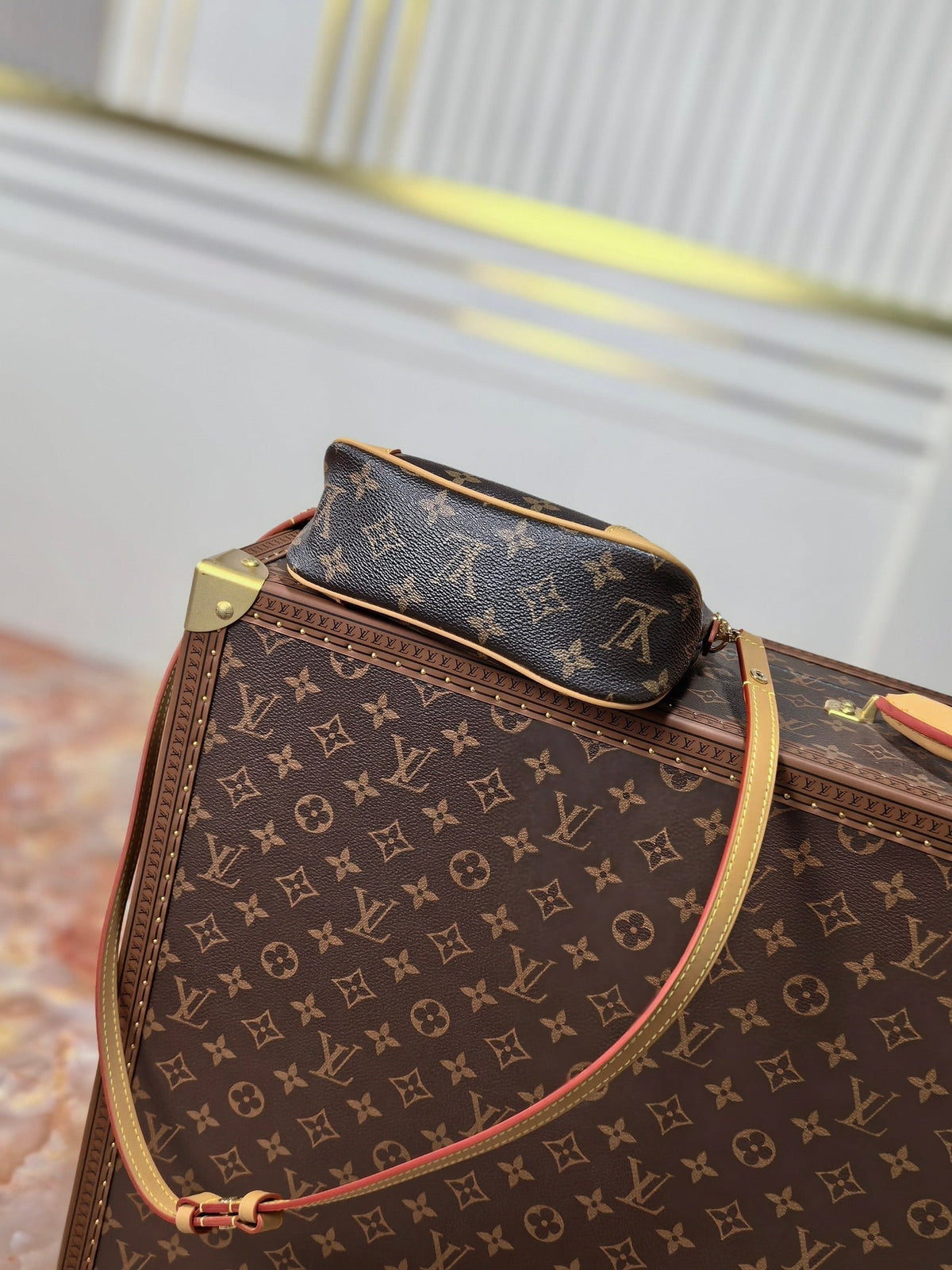 LOUIS VUITTON LV 25S BOULOGNE 20 IN DARK BROWN MONOGRAM CANVAS GOLD HARDWARE