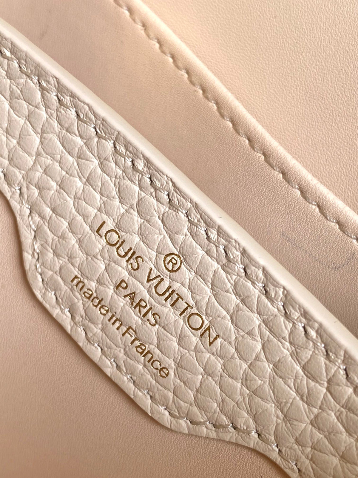 LOUIS VUITTON CAPUCINES NANO 16 IN PEARL WHITE MIX SKY BLUE TAURILLON GOLD HARDWARE