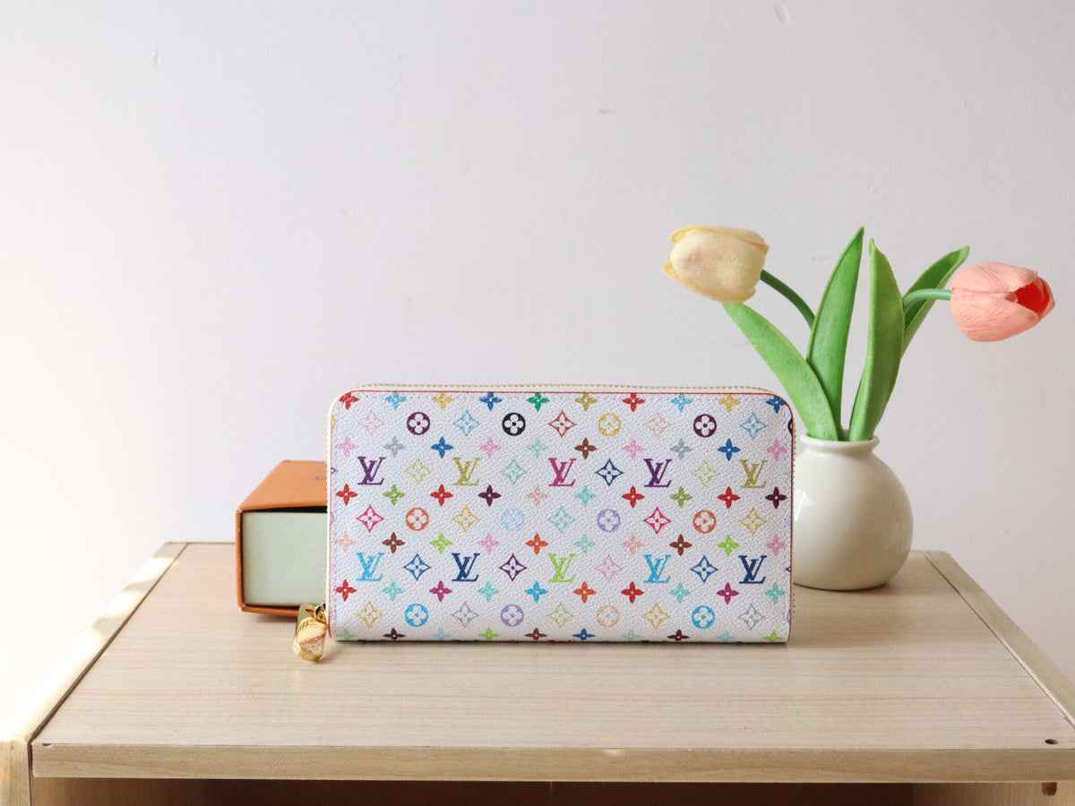LOUIS VUITTON ZIPPY WALLET 19 IN WHITE MIX COLORFUL CALFSKIN