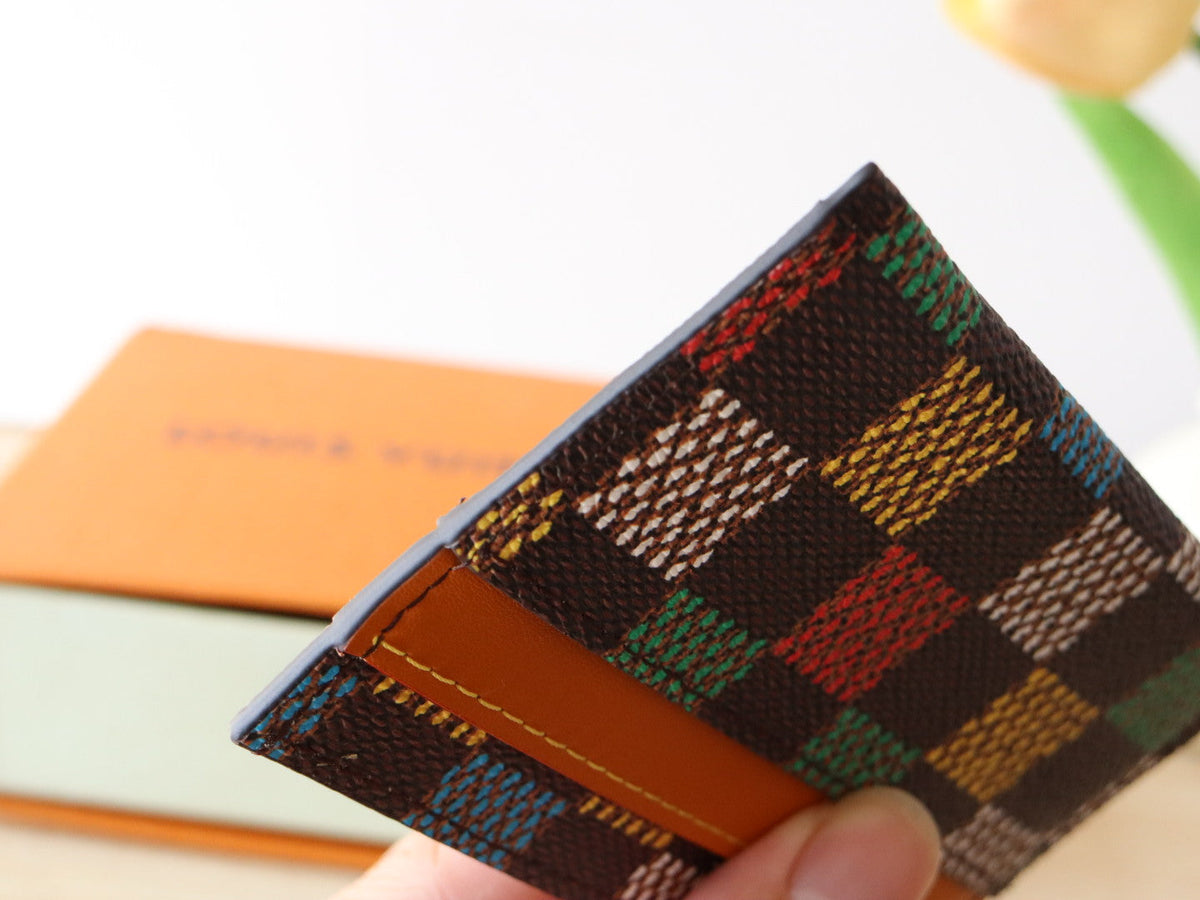 LOUIS VUITTON POCKET ORGANIZER CARD HOLDER 11 IN COLORFUL DAMIER EBENE CANVAS